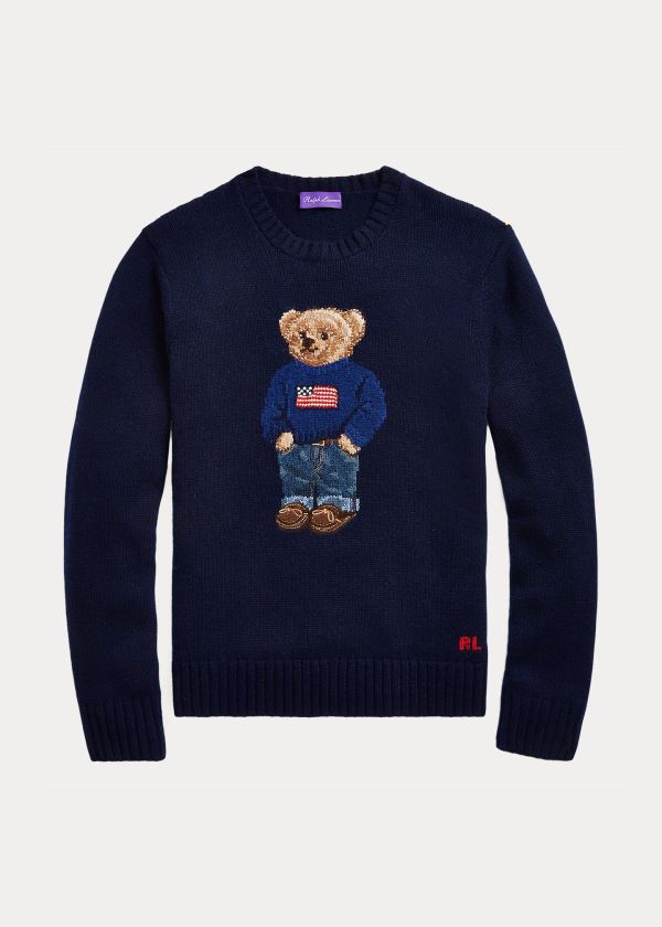 Ralph Lauren Polo Bear Cashmere Striktrøje Herre Danmark (QUXHZ8140)